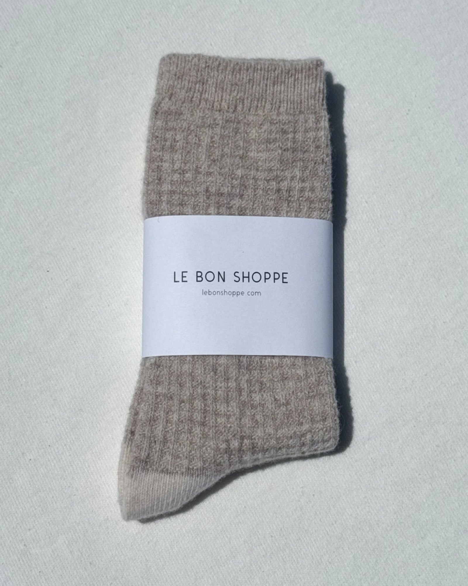 WOOL WAFFLED SOCKS - CREAM
