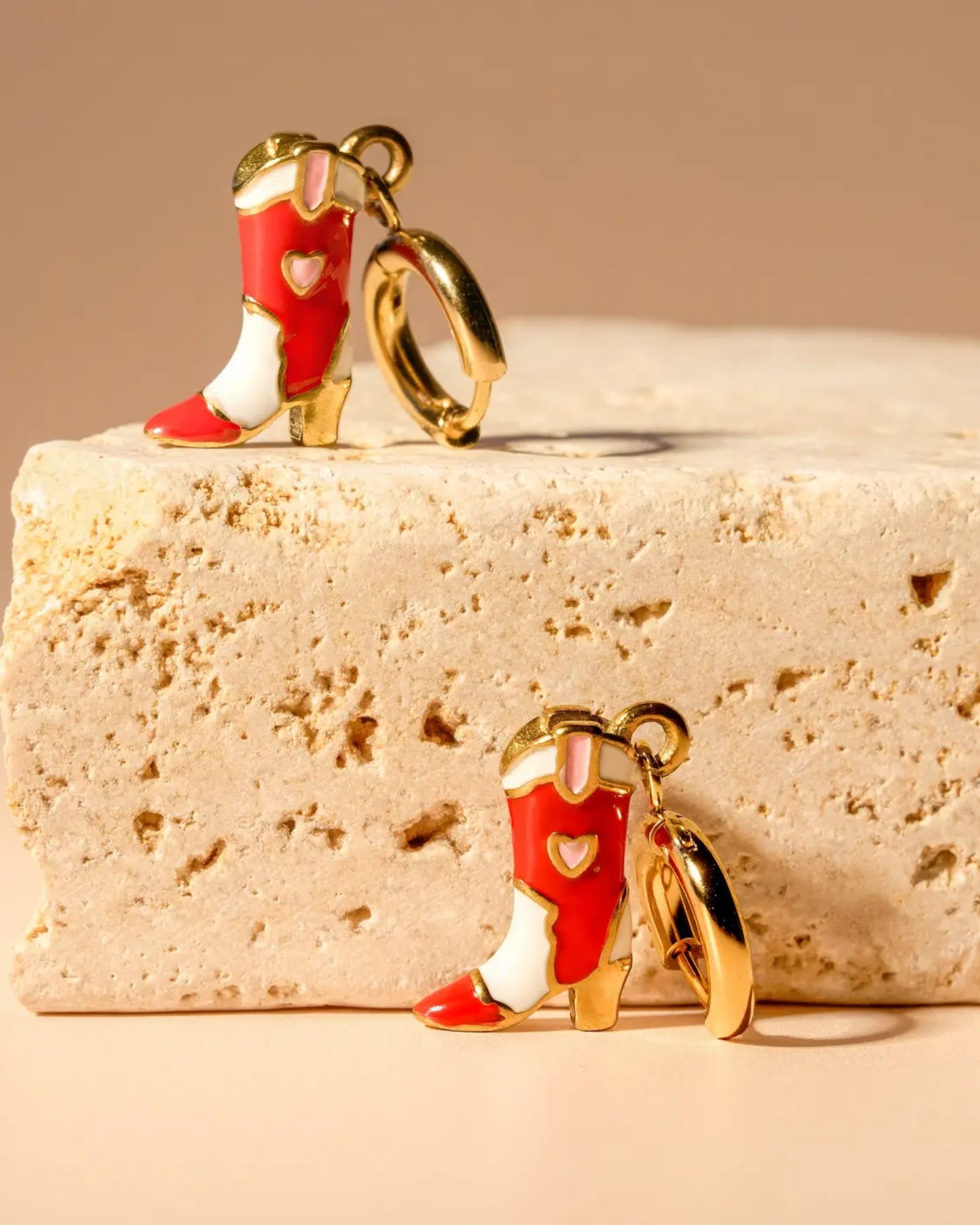 JOLENE HOOP 18K GOLD PLATED & ENAMEL EARRINGS