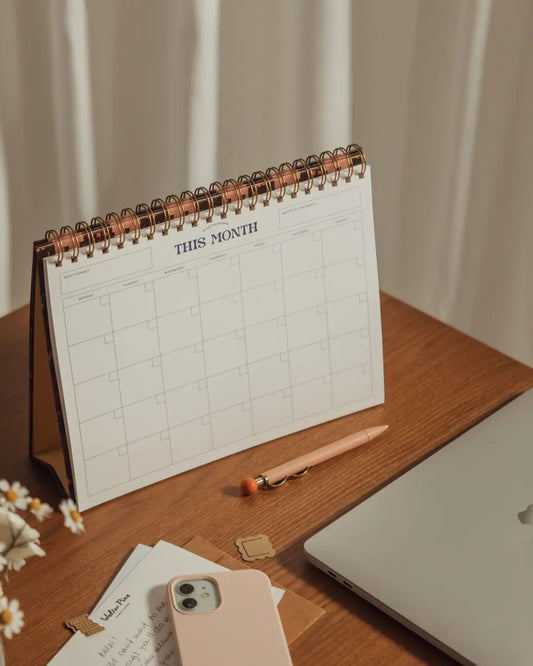 FLORAL GINGHAM UNDATED MONTHLY DESK PAD