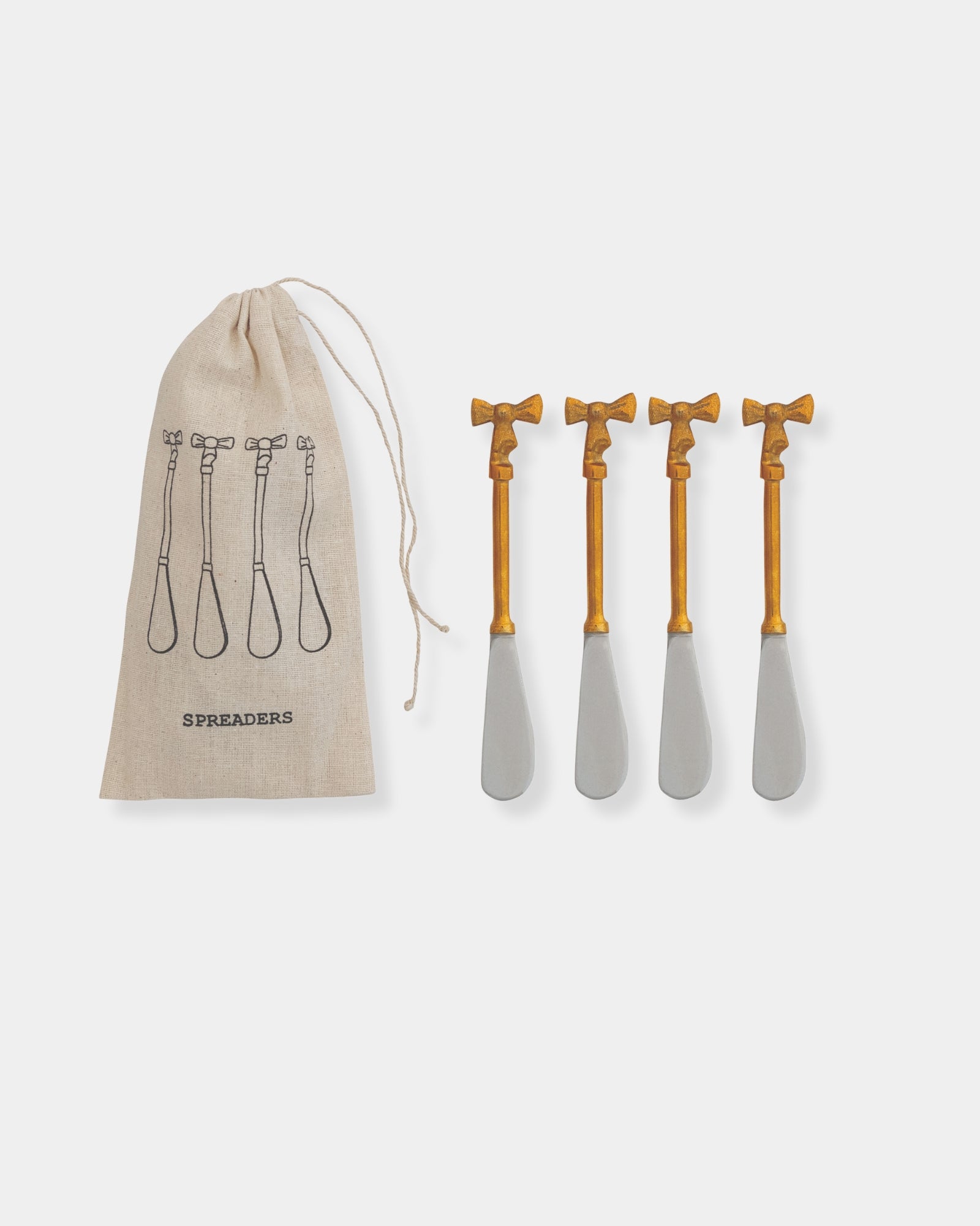 GOLD BOW CANAPE KNIVES - SET 4