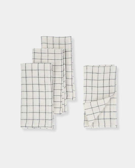 LINEN CHECK NAPKINS S/4 - BLUE