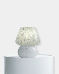 WHITE CONFETTI MINI GLASS MUSHROOM LAMP