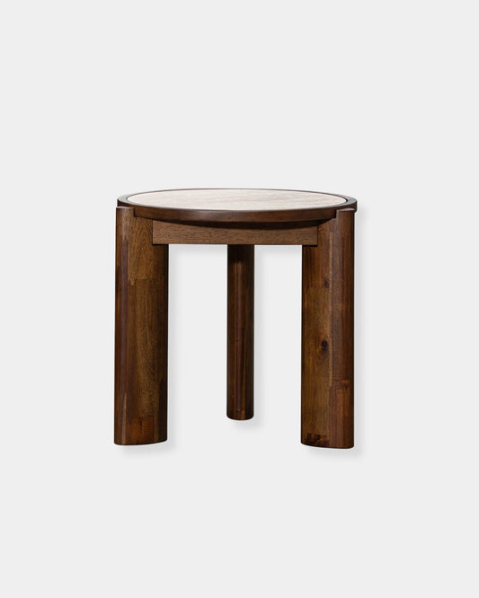 REMIX ROUND SIDE TABLE TRAVERTINE