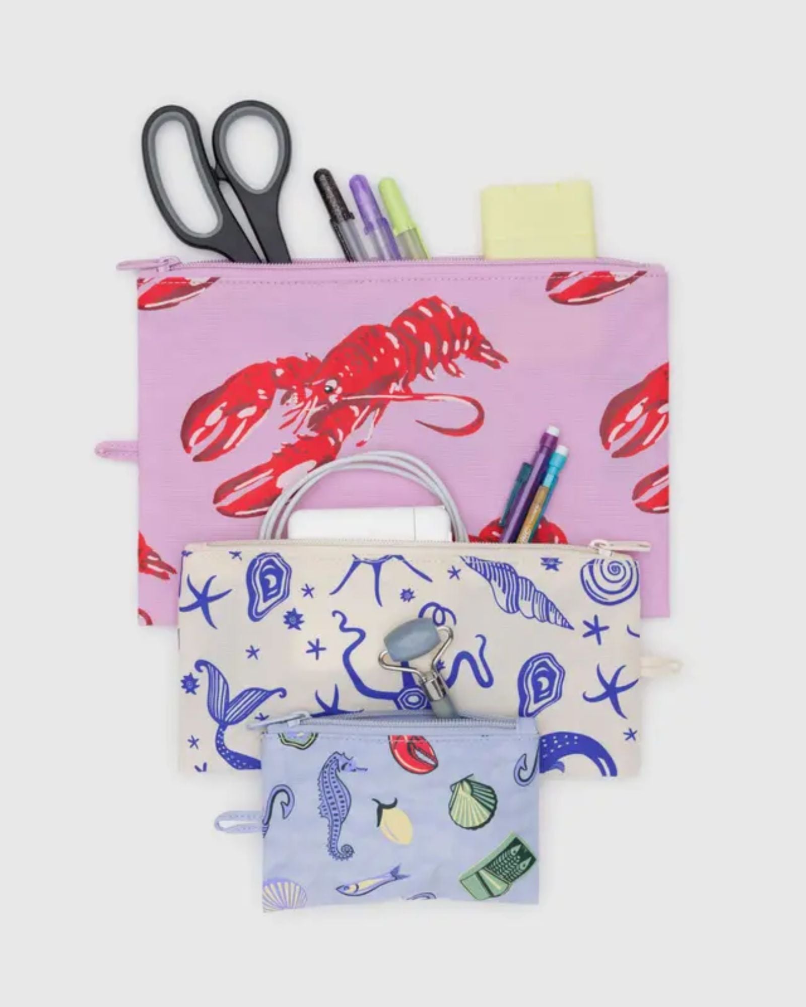 FLAT POUCH - SEA CREATURES - L