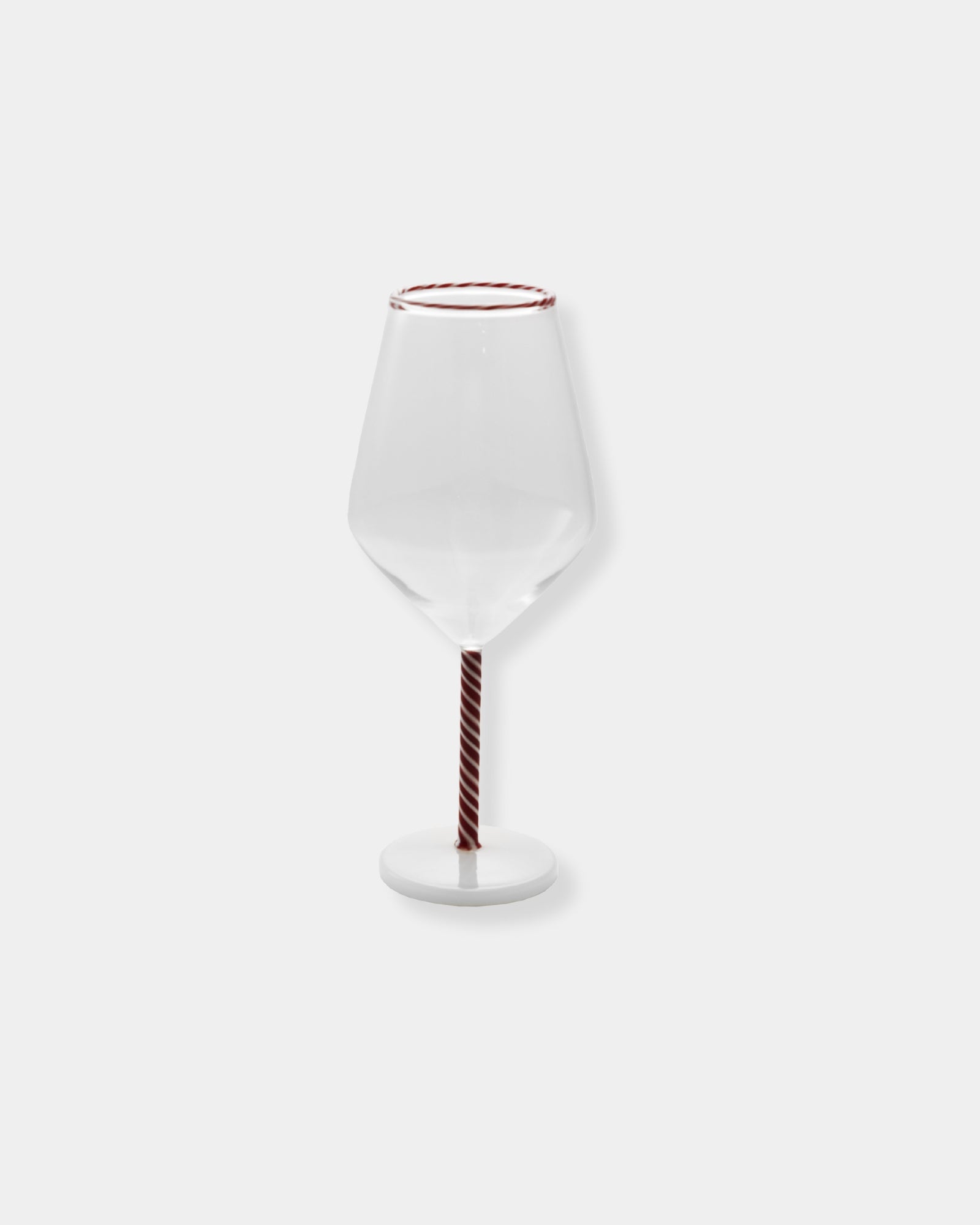 12oz STRIPED RED & WHITE STEMMED WINE GLASS