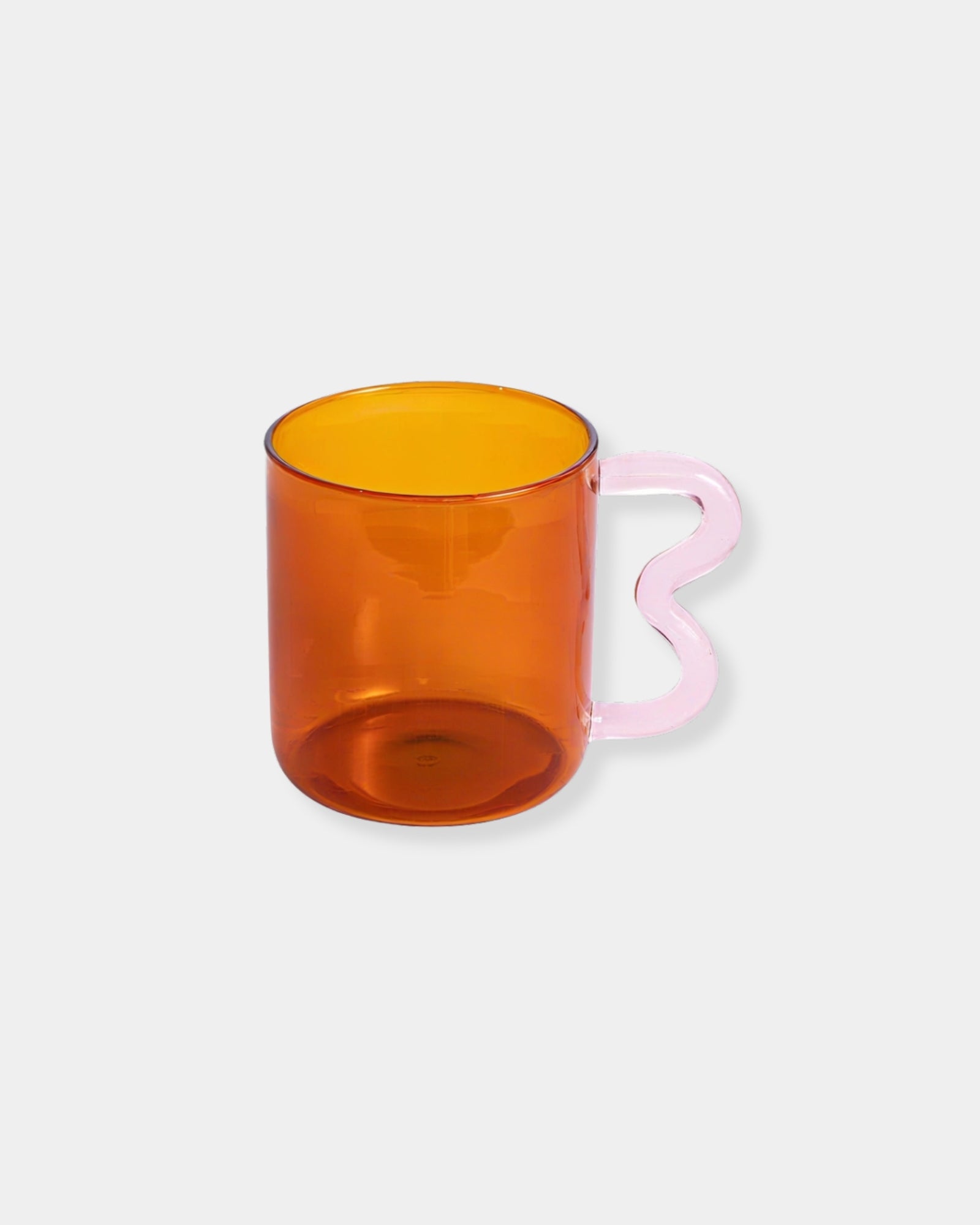 HANDMADE WAVY COFFEE MUG - AMBER & PINK