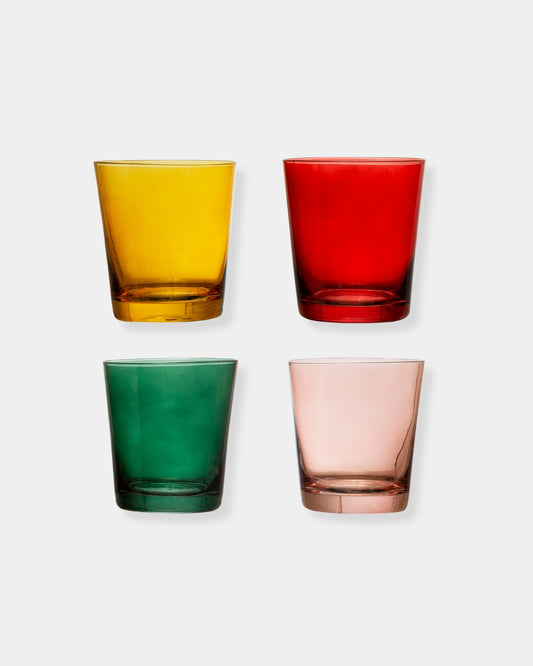 12oz RED LOWBALL DRINKING GLASS