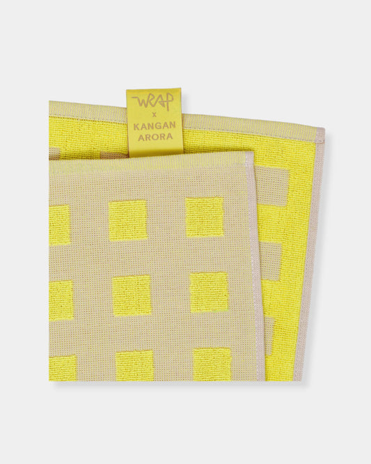 SQUARES OAT/ YELLOW - COTTON TEA TOWEL - COTTON TEA TOWEL