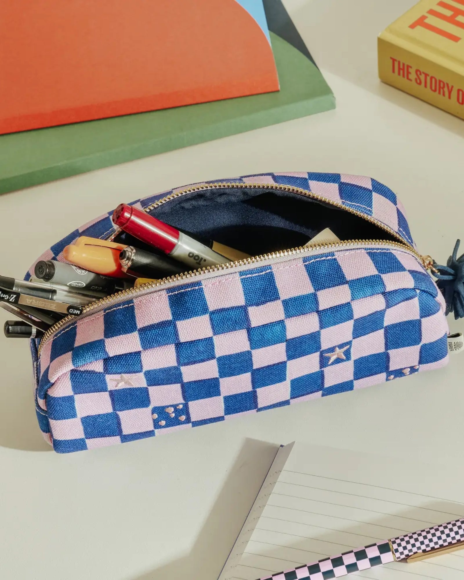 CHECKERED PENCIL CASE
