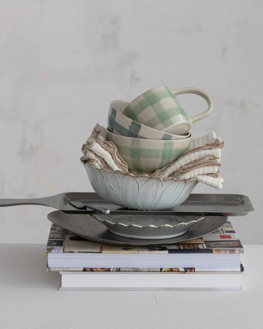 GREEN GRID PATTERN BOWL