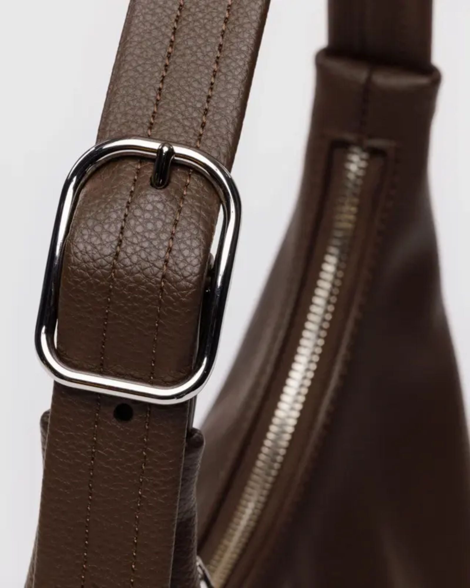 MINI RECYCLED LEATHER SHOULDER BAG - BROWN