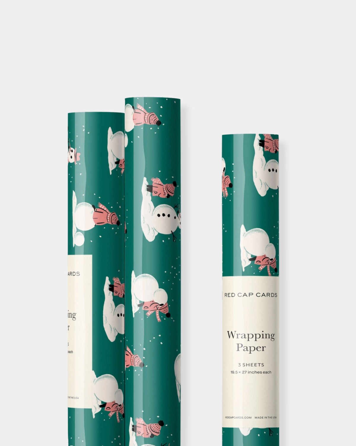 BUILDING SNOWMAN HOLIDAY WRAPPING PAPER