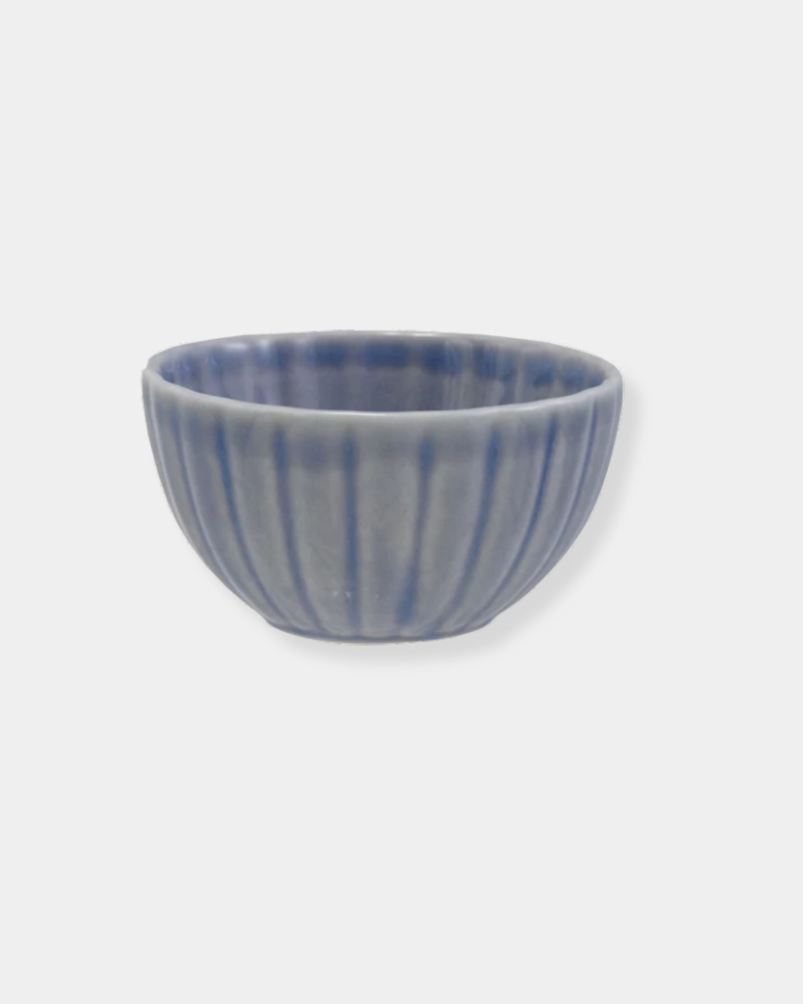 STONEWARE RIBBED BOWL - LIGHT BLUE