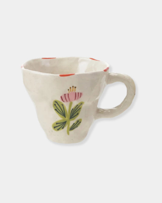 RED FLORAL STONEWARE - 10oz MUG