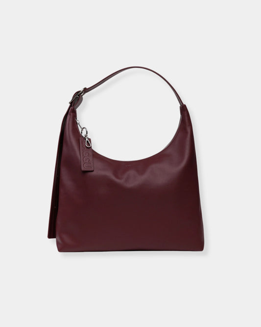 MEDIUM RECYCLED LEATHER SHOULDER BAG - MAHOGANY