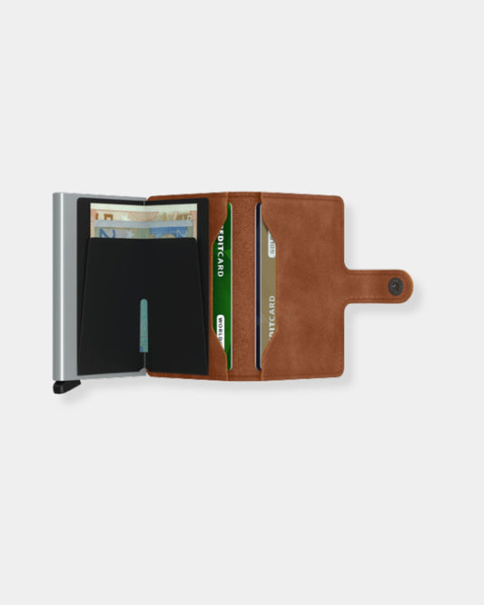 MINI WALLET VINTAGE COGNAC-SILVER