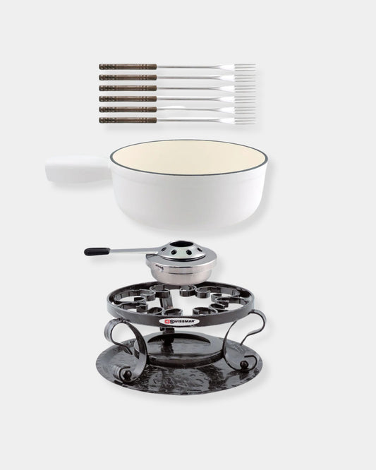 CAST IRON FONDUE SET - MATTE WHITE