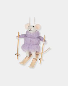 SKIING MOUSE WITH PUFFY PARKA - ORNAMENT