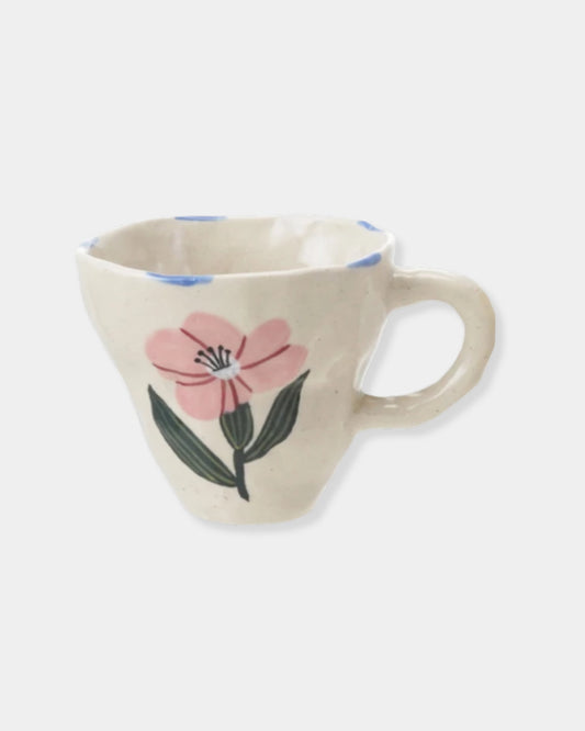 BLUE FLORAL STONEWARE - 10oz MUG