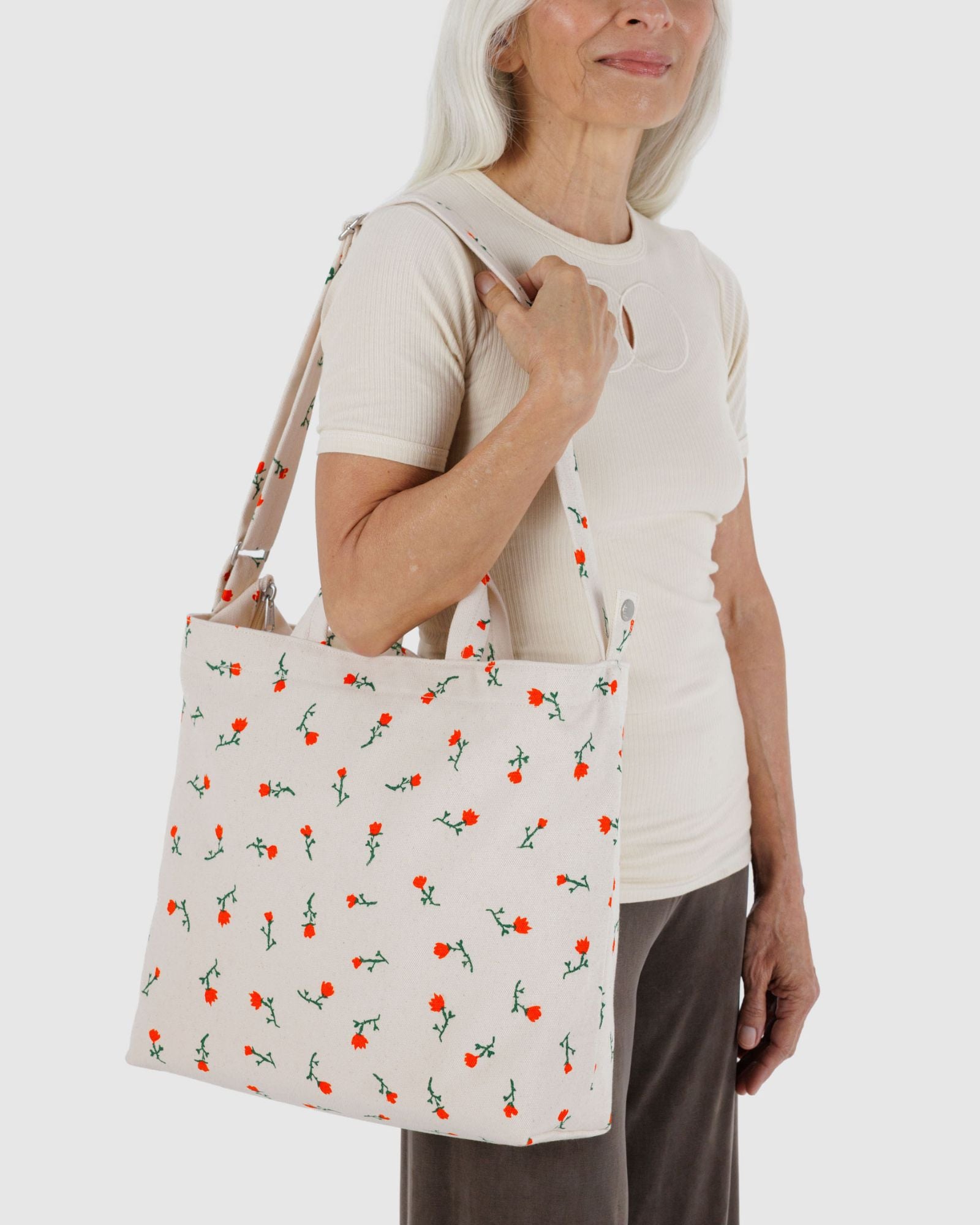 HORIZONTAL ZIP DUCK BAG - PAINTED WILDFLOWER