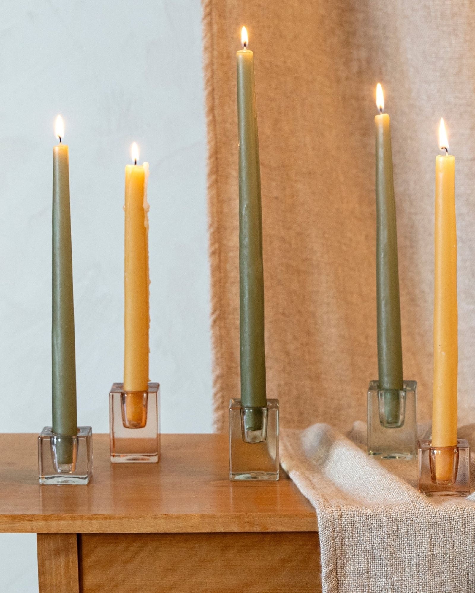 GREEN LUCA GLASS CANDLEHOLDER - LARGE