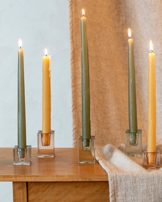 GREEN LUCA GLASS CANDLEHOLDER - LARGE