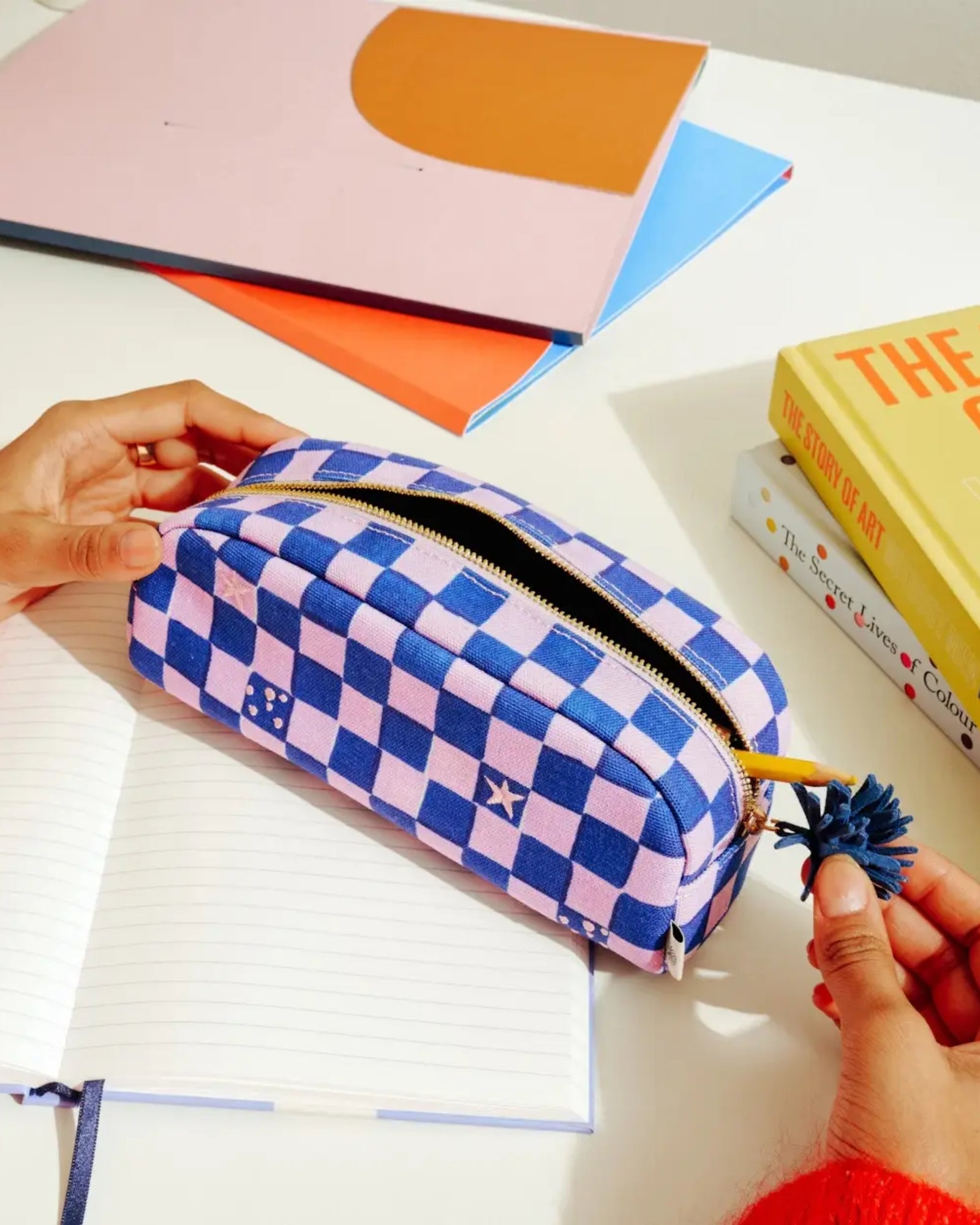 CHECKERED PENCIL CASE