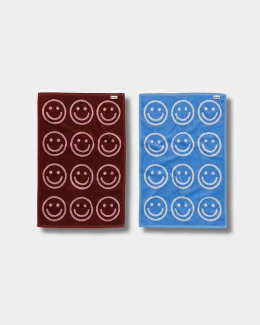HAND TOWEL SET OF 2 - SKY BLUE AND BLUSH HAPPY