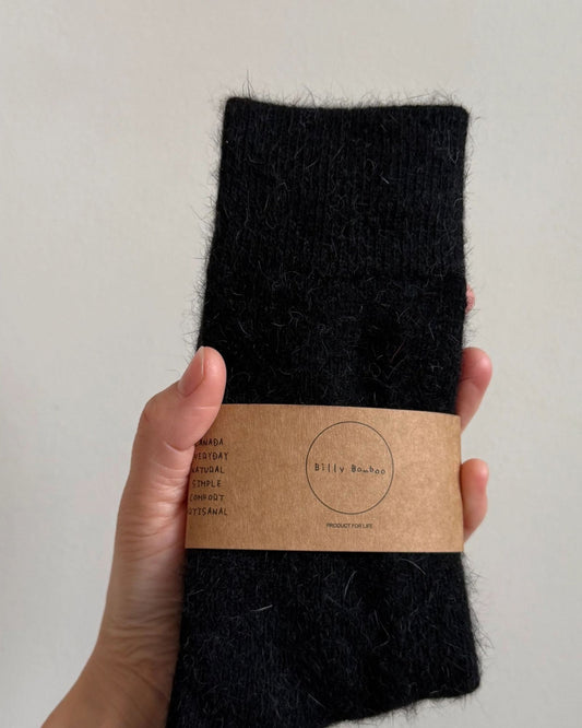 FLUFFY ANGORA SOCK - BLACK