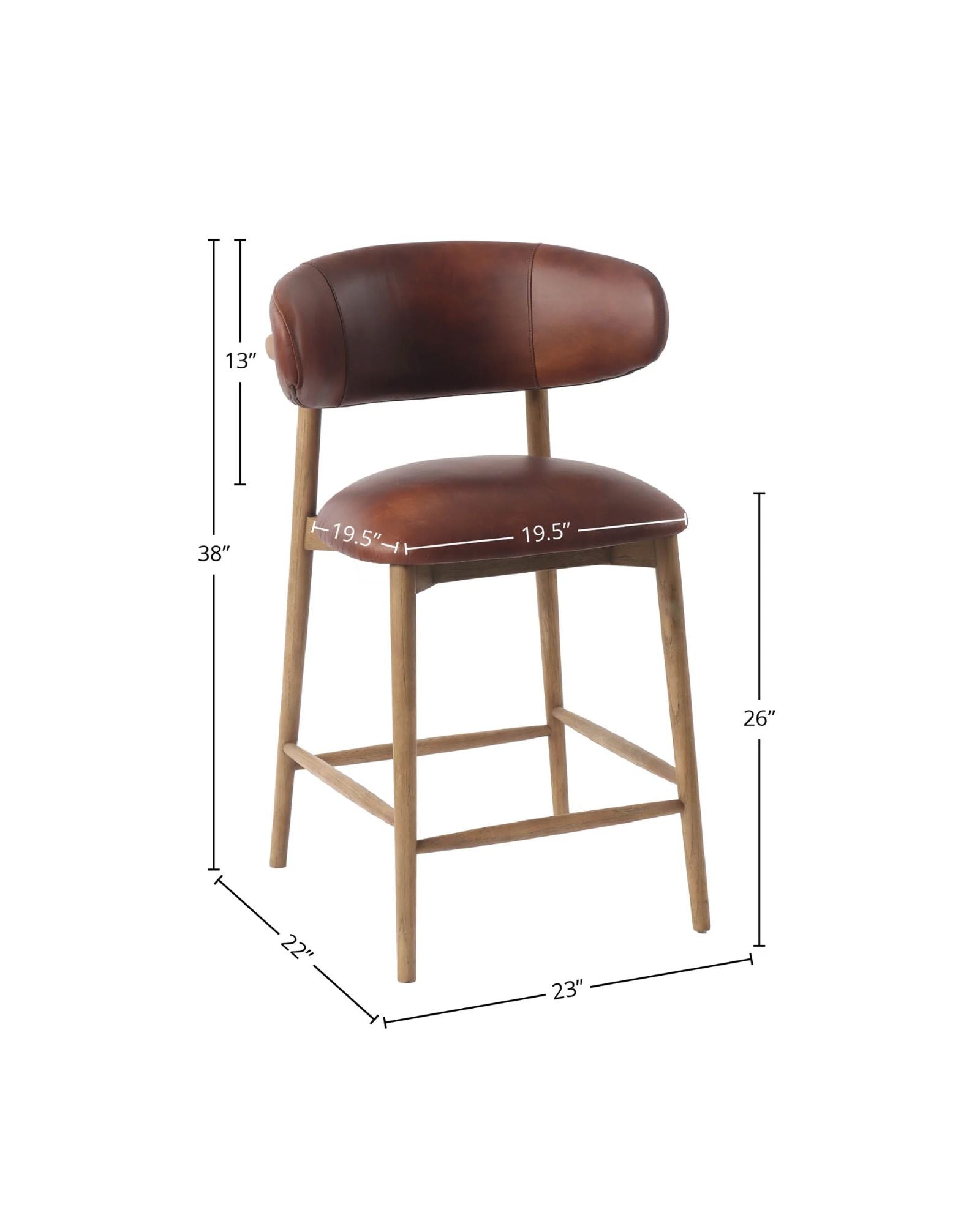 MILO LEATHER COUNTER STOOL - TOBACCO