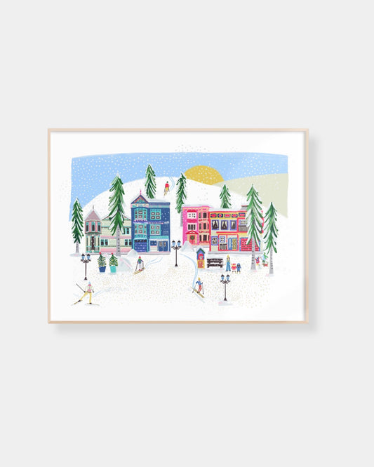 SNOWY SKI RESORT 12x16 PRINT