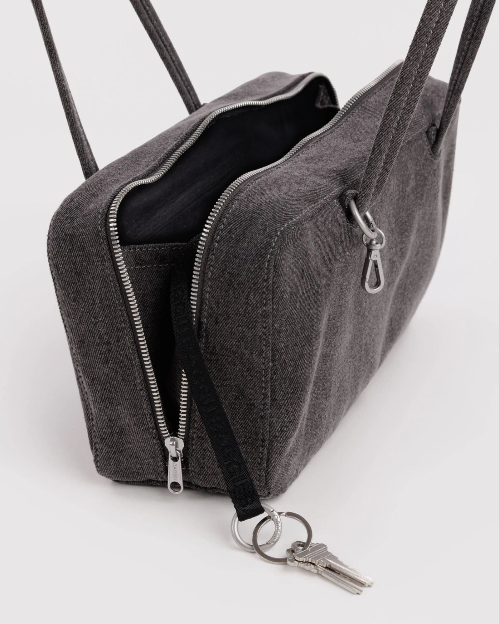 DENIM BOWLER BAG - WASHED BLACK DENIM