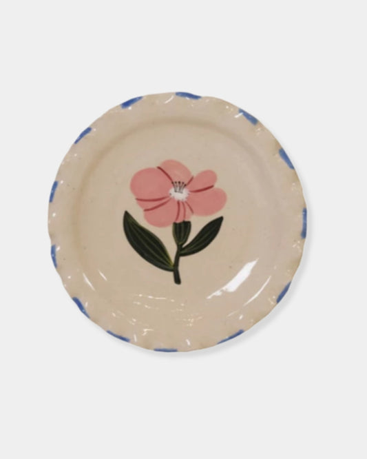 BLUE FLORAL STONEWARE PLATE