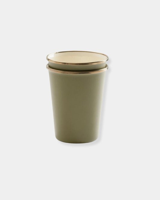 OLIVE TWO-TONE ENAMEL CUP SET