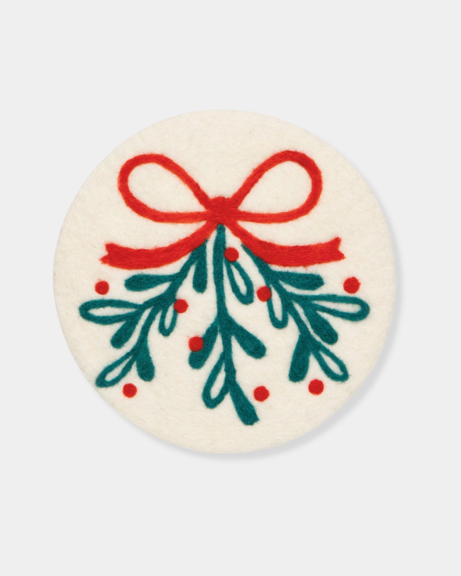MISTLETOE FELTED WOOL TRIVET