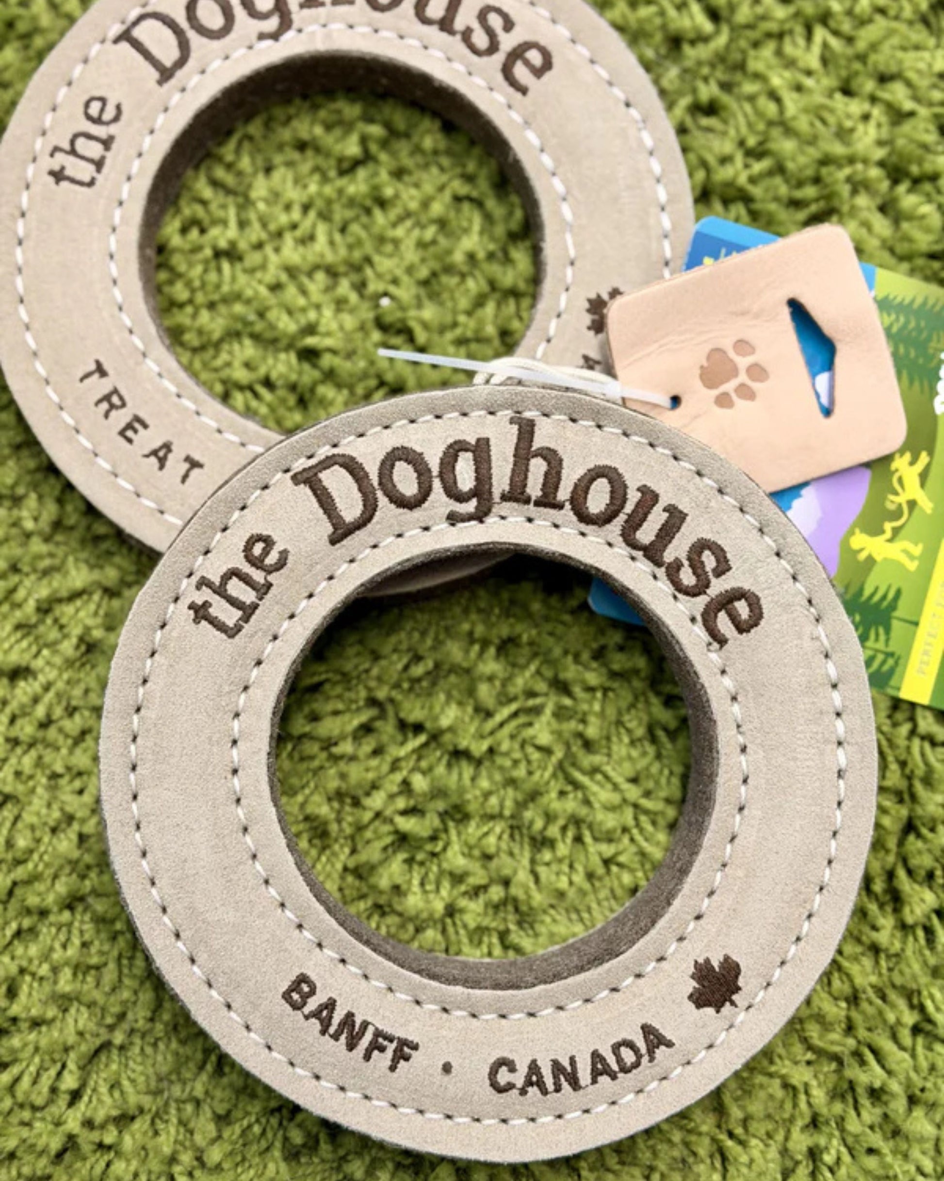 LEATHER & WOOL RING - DOG TOY