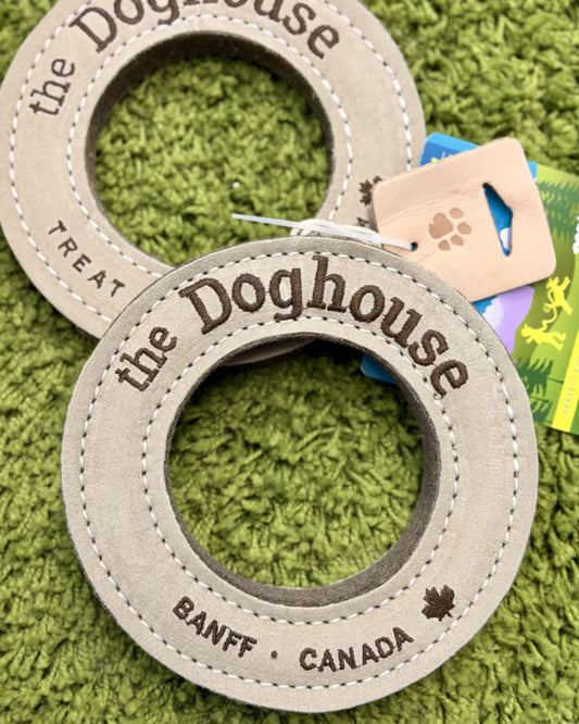 LEATHER & WOOL RING - DOG TOY