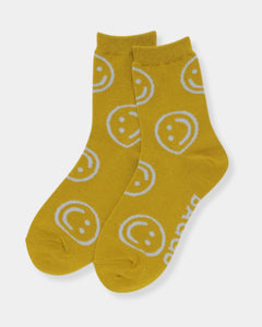 CREW SOCK - OCHRE HAPPY