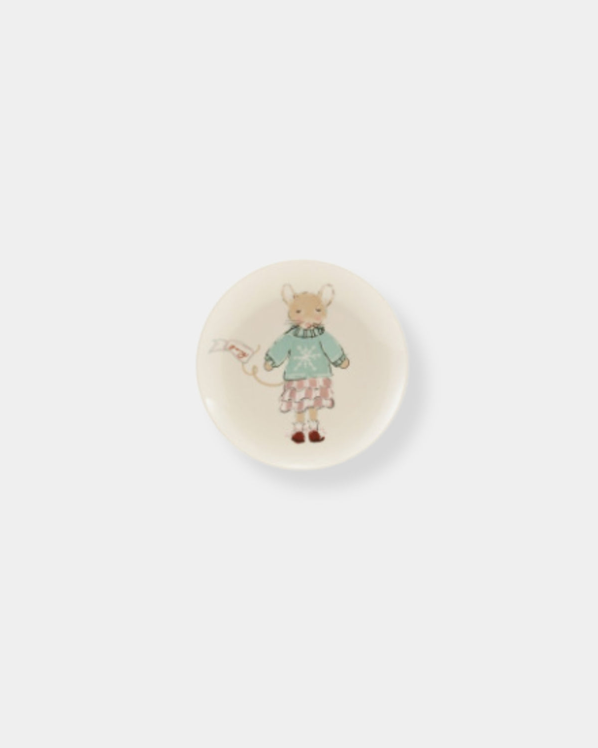 STONEWARE PLATE - MOUSE IN GREEN SWEATER