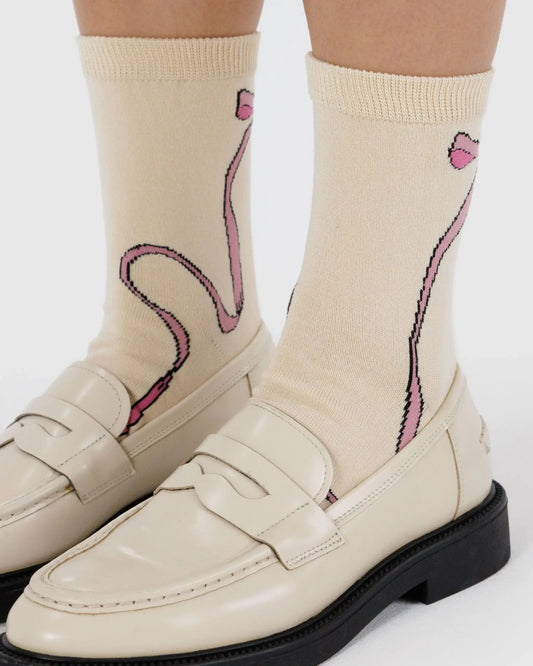 CREW SOCK - PINK BOW