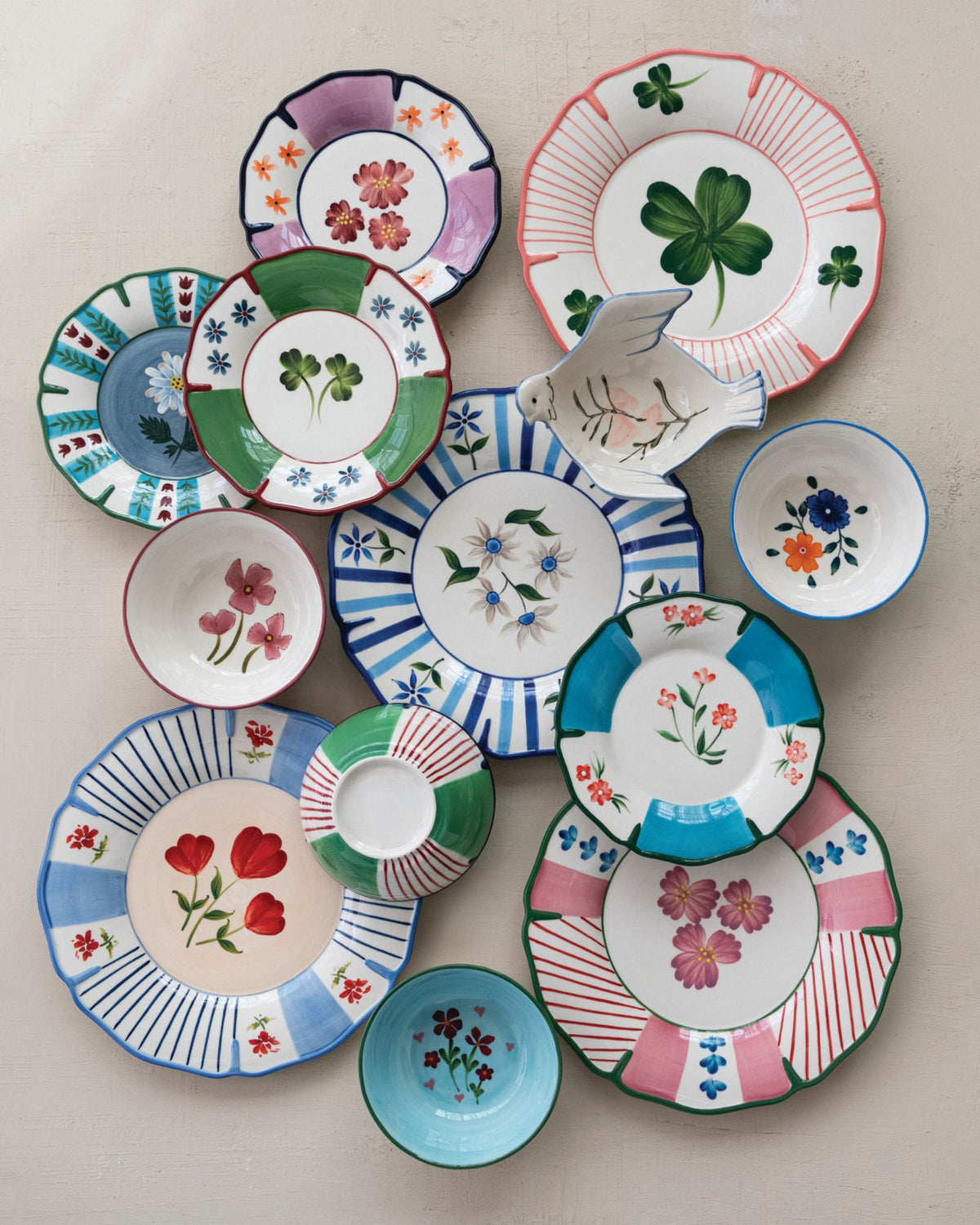 RED FLORAL STONEWARE PLATE