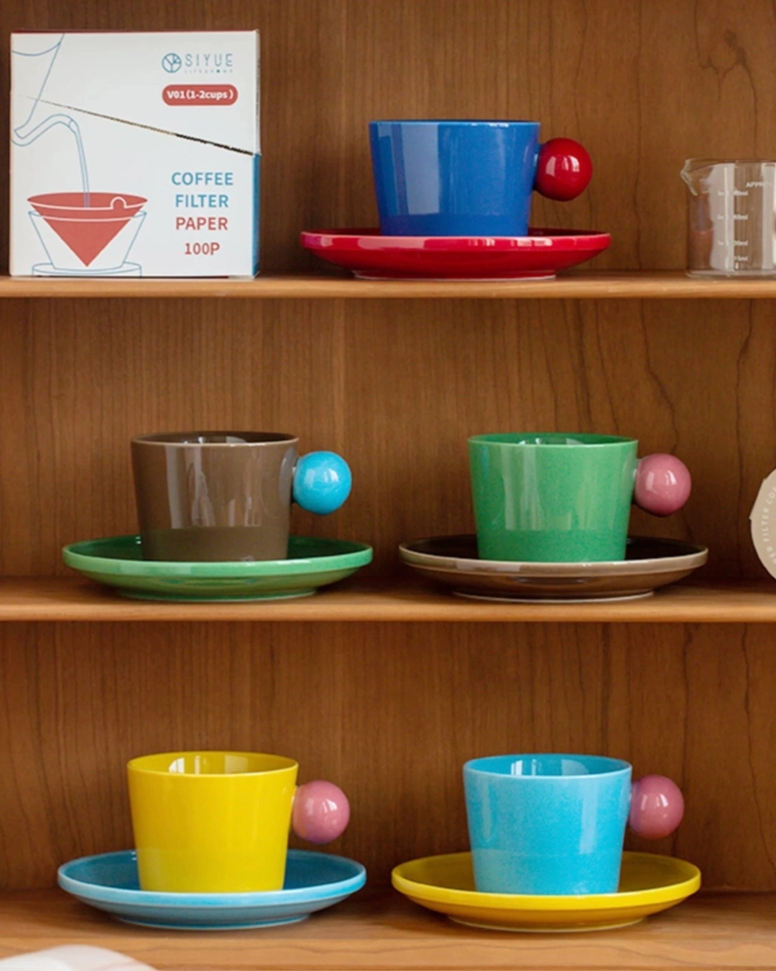 HANDMADE COFFEE ESPRESSO MUG WITH SAUCER - GREEN