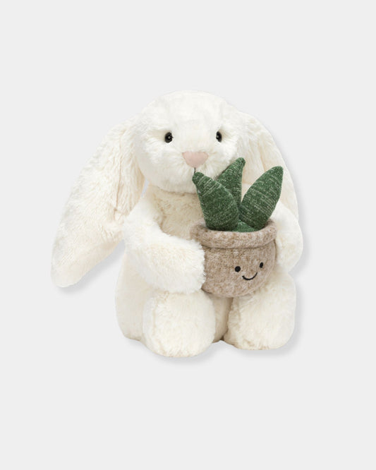 CREAM BUNNY WITH PLANT - PLUSH TOY