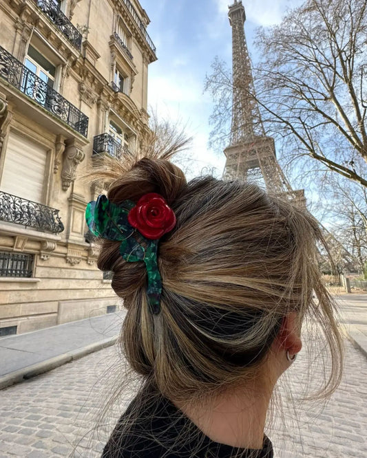 RED ROSE STEM - CLAW HAIR CLIP