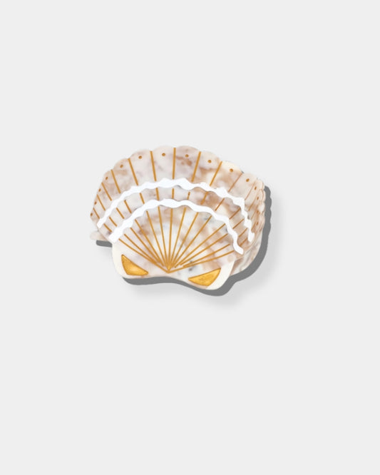 HAND-PAINTED SEASHELL LAY DOWN CLAW CLIP