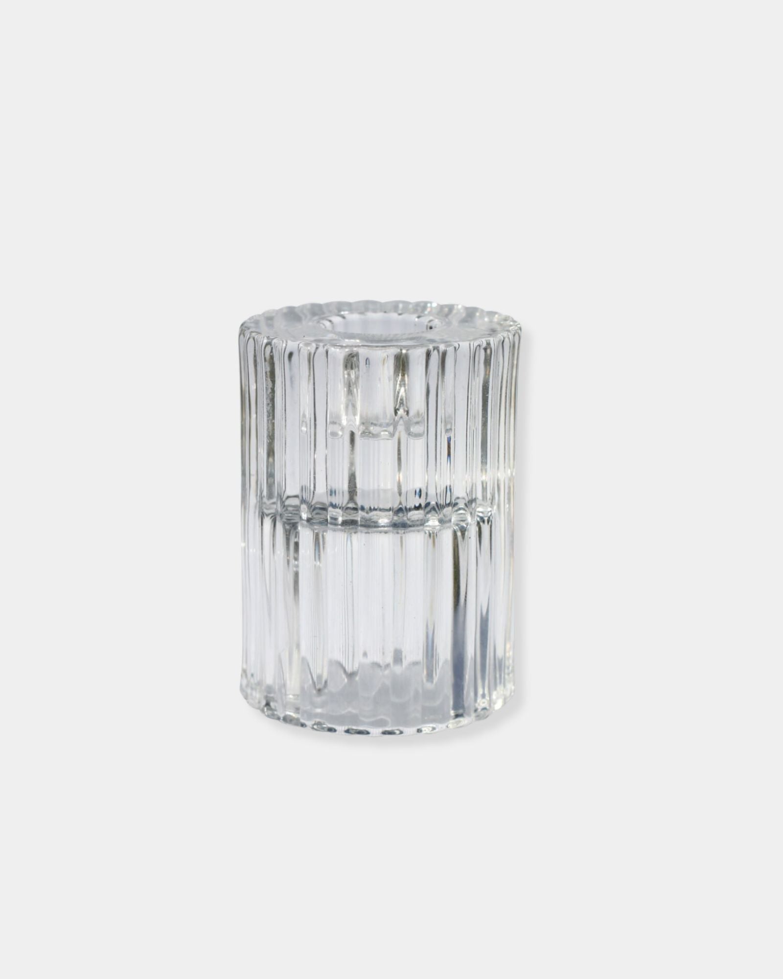 CLEAR RILLO CANDLE HOLDER