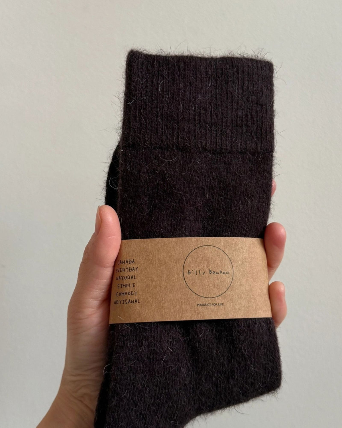 FLUFFY ANGORA SOCK - CHOCOLATE