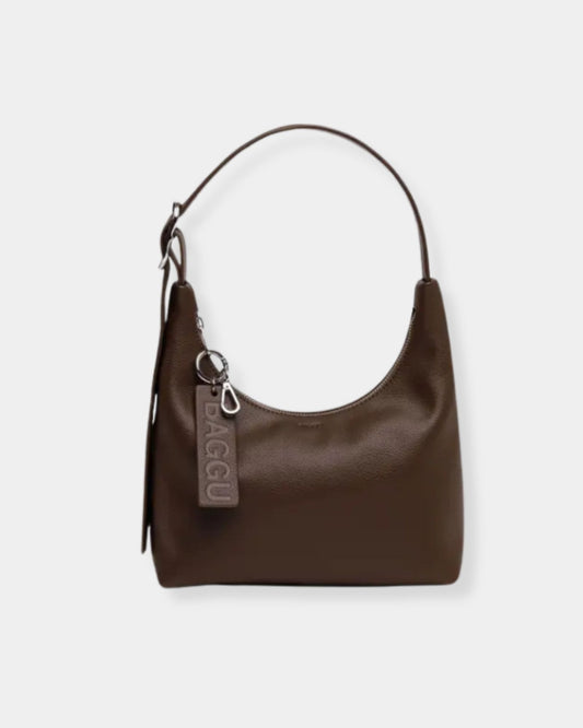 MINI RECYCLED LEATHER SHOULDER BAG - BROWN