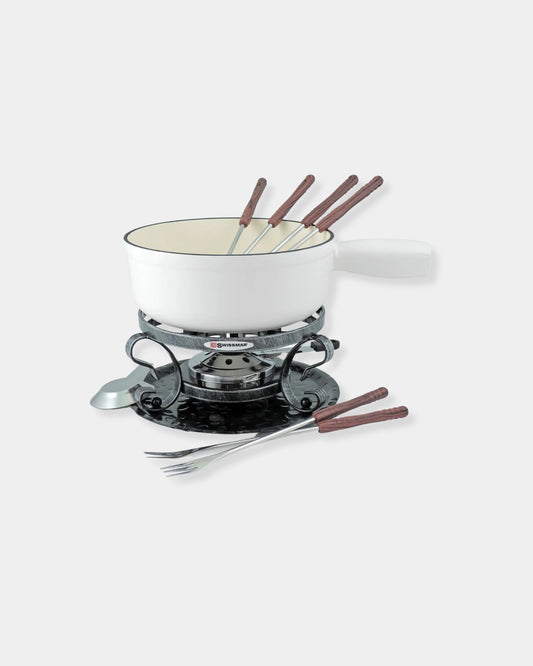 CAST IRON FONDUE SET - MATTE WHITE