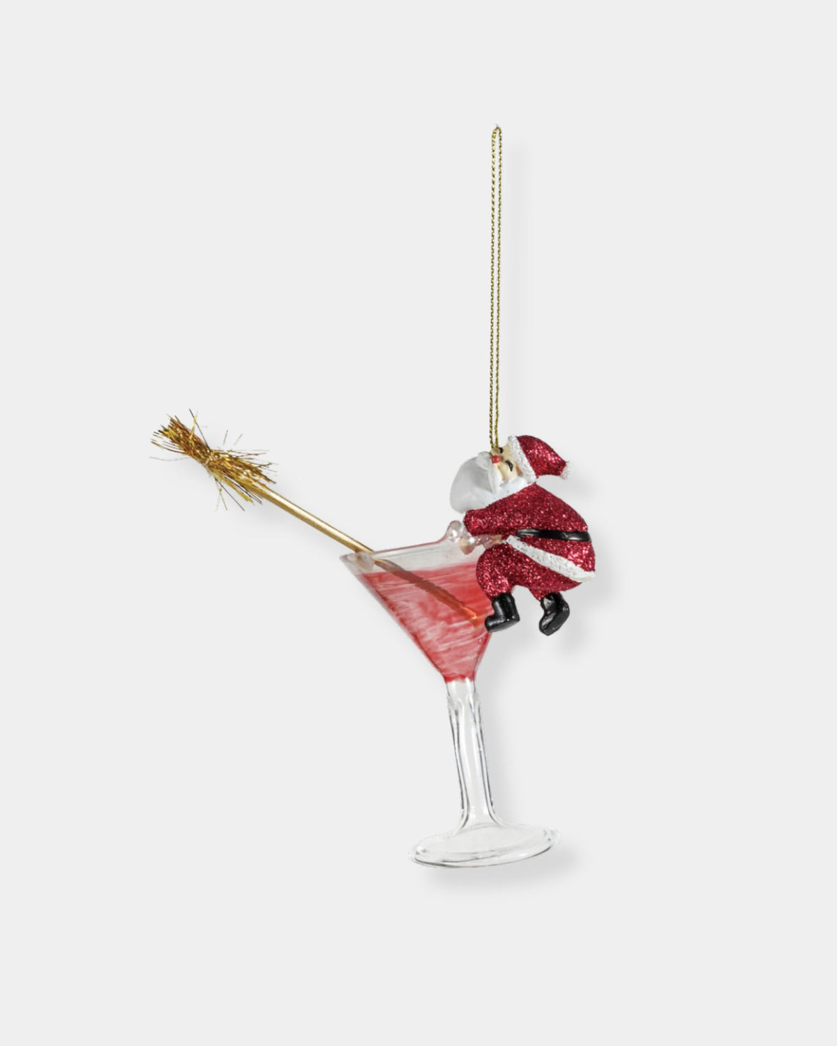 TIPSY RED MARTINI SANTA - ORNAMENT